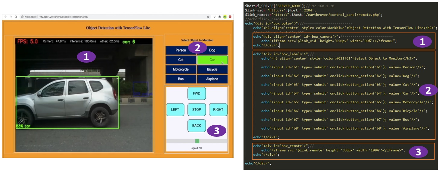 streaming object detection results on a web gui over wifi